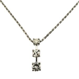 14 Karat White Gold 3 Diamond Pendant Necklace #18916
